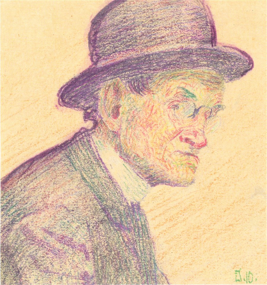 Egon Schiele - Mann mit Melone und Zwicker - 1910