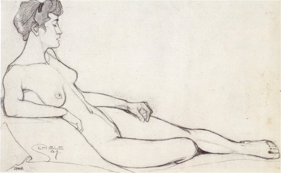 Egon Schiele - Liegender Frauenakt - 1908