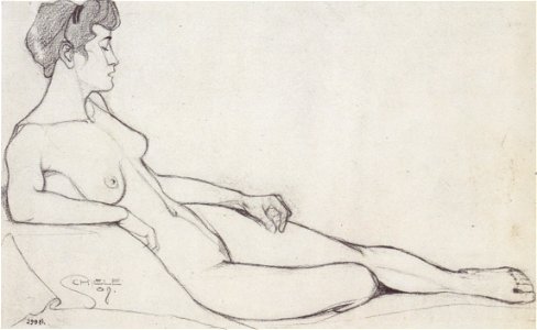 Egon Schiele - Liegender Frauenakt - 1908