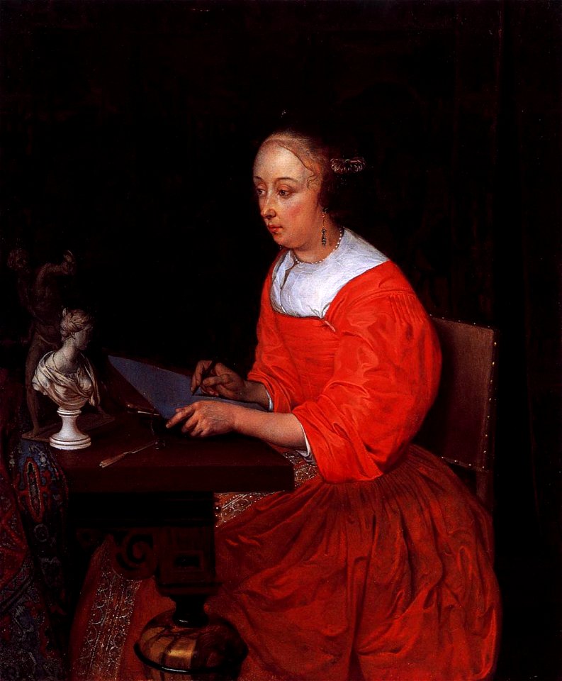 Eglon van der Neer - A Lady Drawing - WGA16499