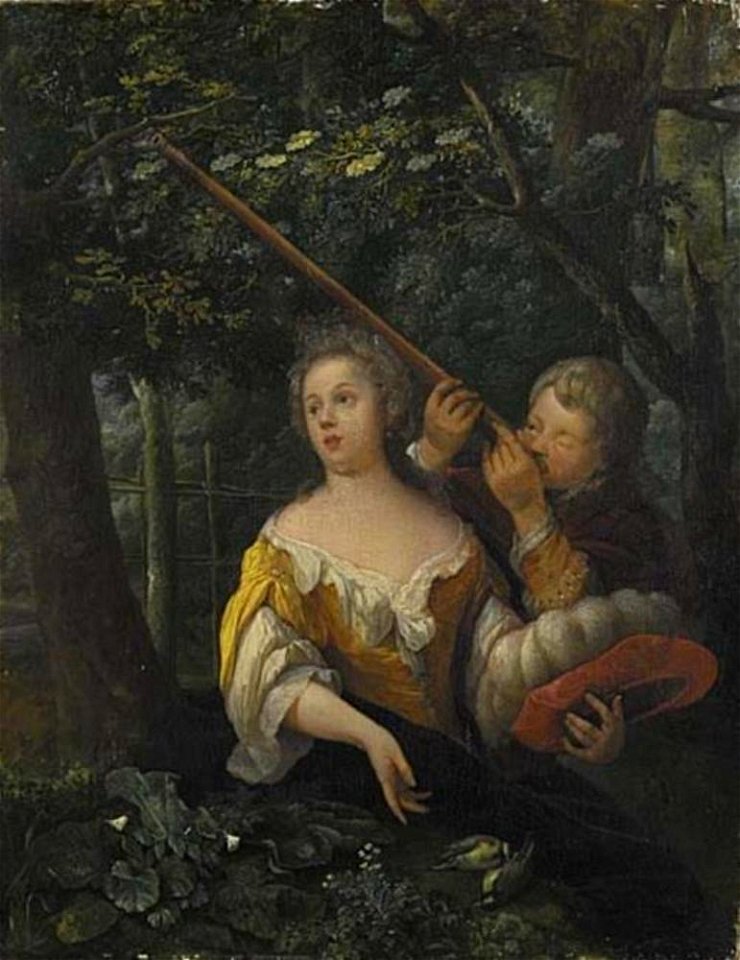 Eglon van der Neer - Meisje en jongen met een erwten-schieter - NM 538 - Nationalmuseum