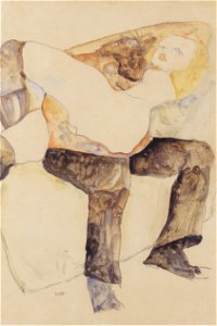 Egon Schiele - Mann, Frau auf den Knien haltend - 1911