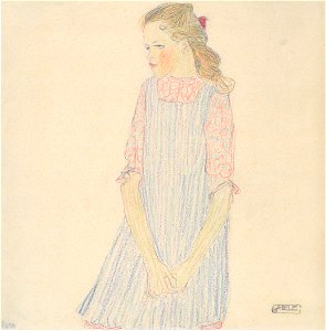 Egon Schiele - Mädchen mit roter Masche - 1909
