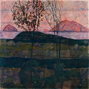 Egon Schiele - Setting Sun - Google Art Project. Free illustration for personal and commercial use.