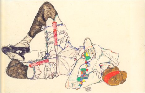 Egon Schiele - Auf dem Rücken liegende Frau - 1914