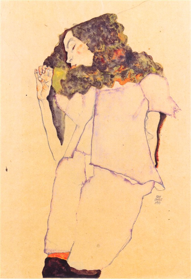 Egon Schiele - Schlafendes Mädchen - 1911