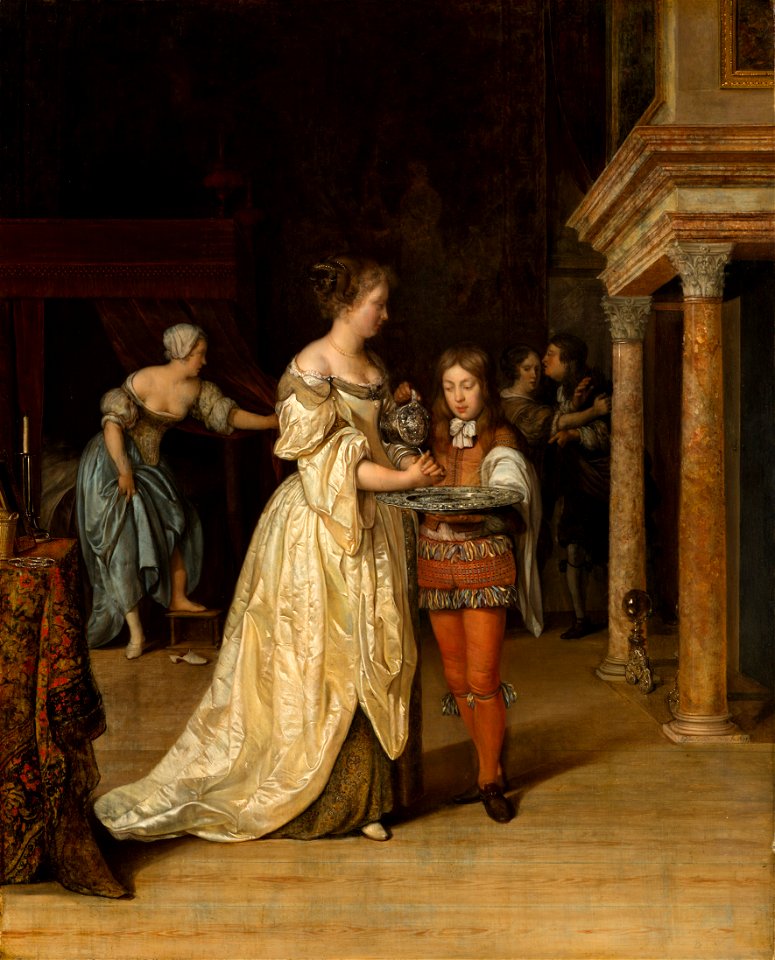 Eglon van der Neer - Interior with a Woman Washing her Hands - 862 - Mauritshuis