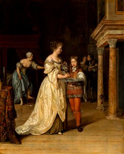 Eglon van der Neer - Interior with a Woman Washing her Hands - 862 - Mauritshuis