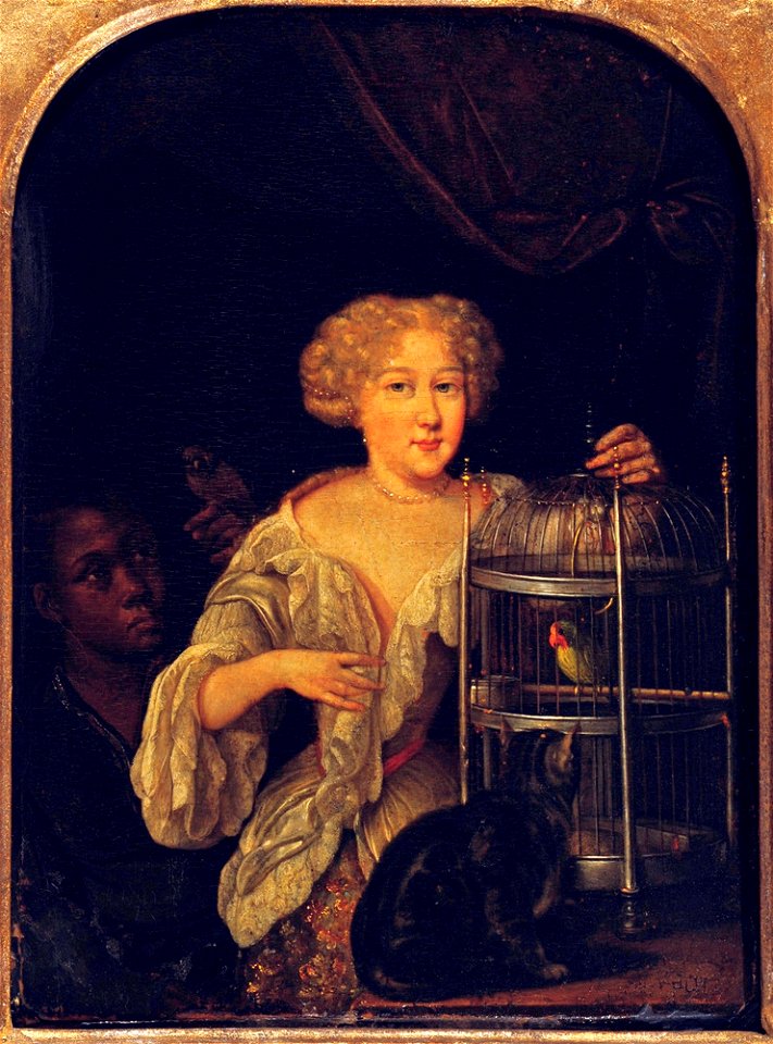 Eglon van der Neer - Portret van een onbekende vrouw, met een bediende - 46 - Museum Kunsthaus Heylshof