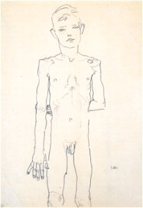 Egon Schiele - Akt eines stehenden Knaben - 1910