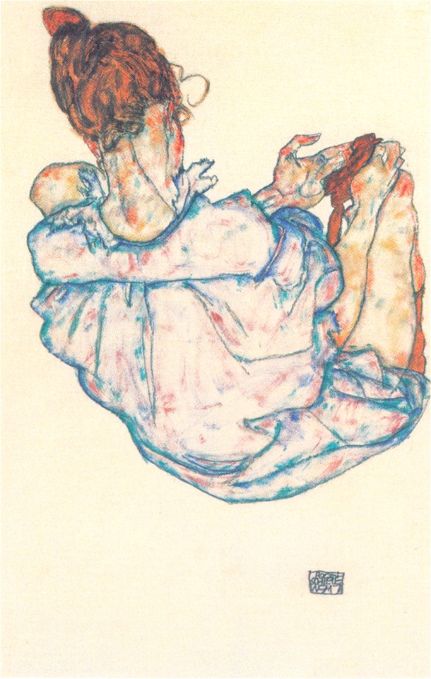 Egon Schiele - Sitzende Frau von hinten - 1917