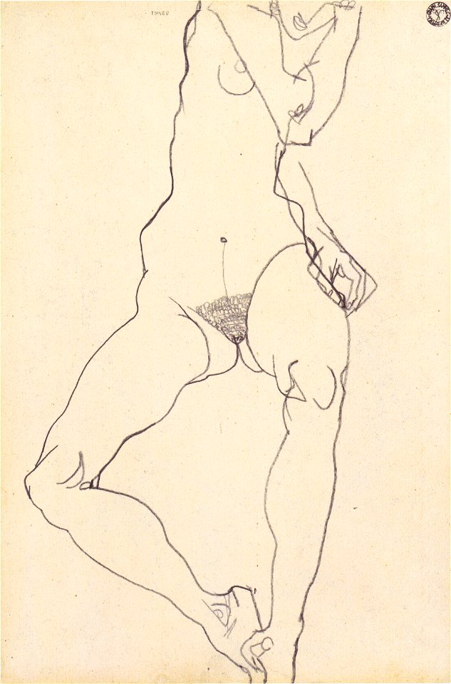 Egon Schiele - Sitzender weiblicher Akt - 1913