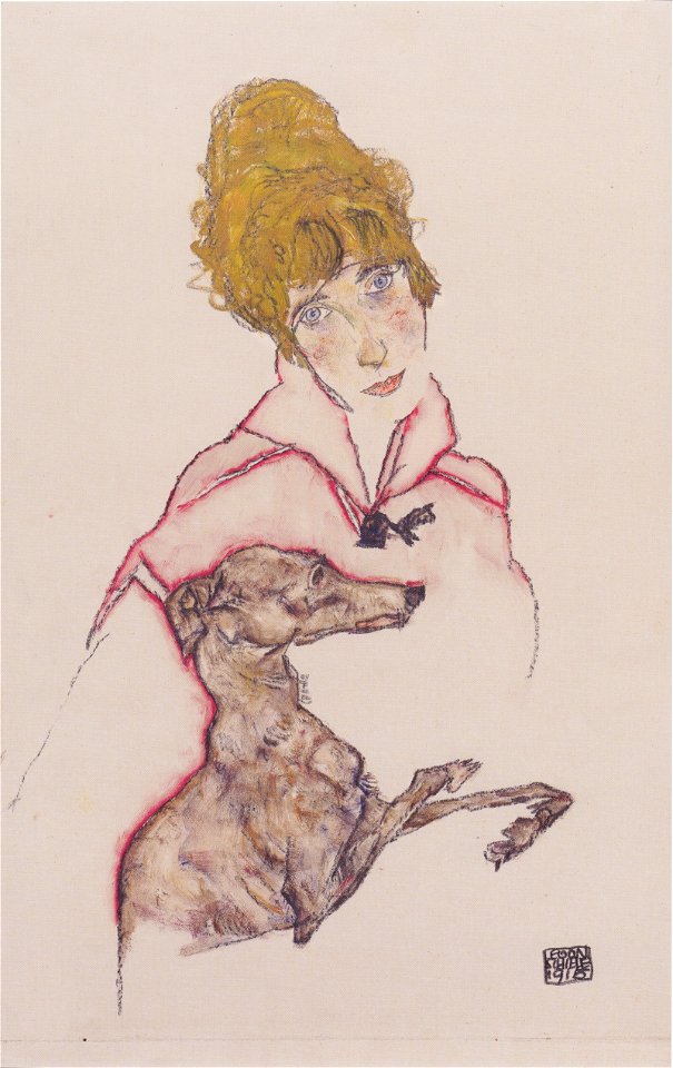 Egon Schiele - Edith Schiele mit Windhund - 1915