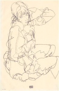 Egon Schiele - Sitzendes Mädchen - 1914