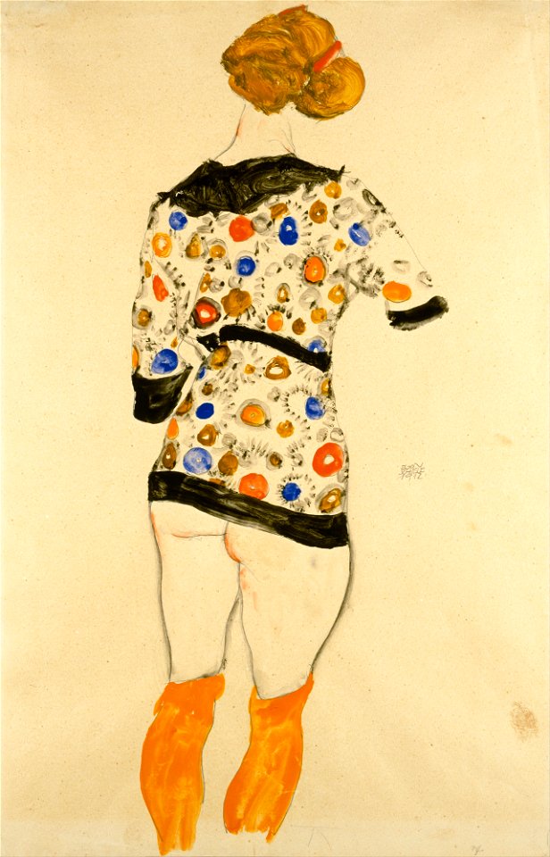 Egon Schiele - Standing Woman in a Patterned Blouse - Google Art Project