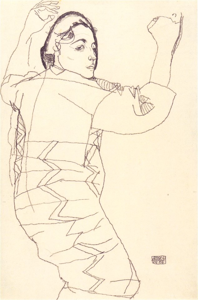 Egon Schiele - Bildnisstudie Friederike Maria Beer, 1914