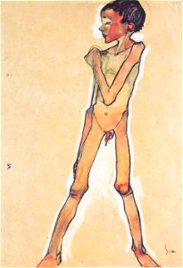 Egon Schiele - Stehener Knabenakt