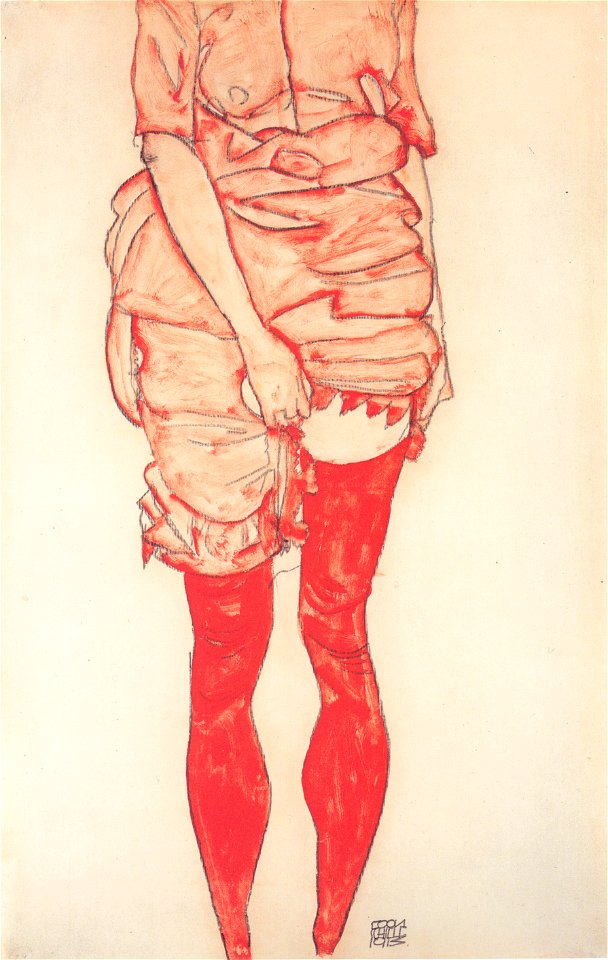 Egon Schiele - Stehende Frau in Rot - 1913