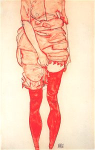 Egon Schiele - Stehende Frau in Rot - 1913