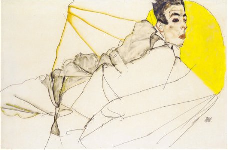 Egon Schiele - Liegender Knabe (Erich Lederer) - 1913
