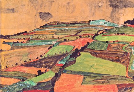Egon Schiele - Felderlandschaft (Kreuzberg bei Krumau) - 1910