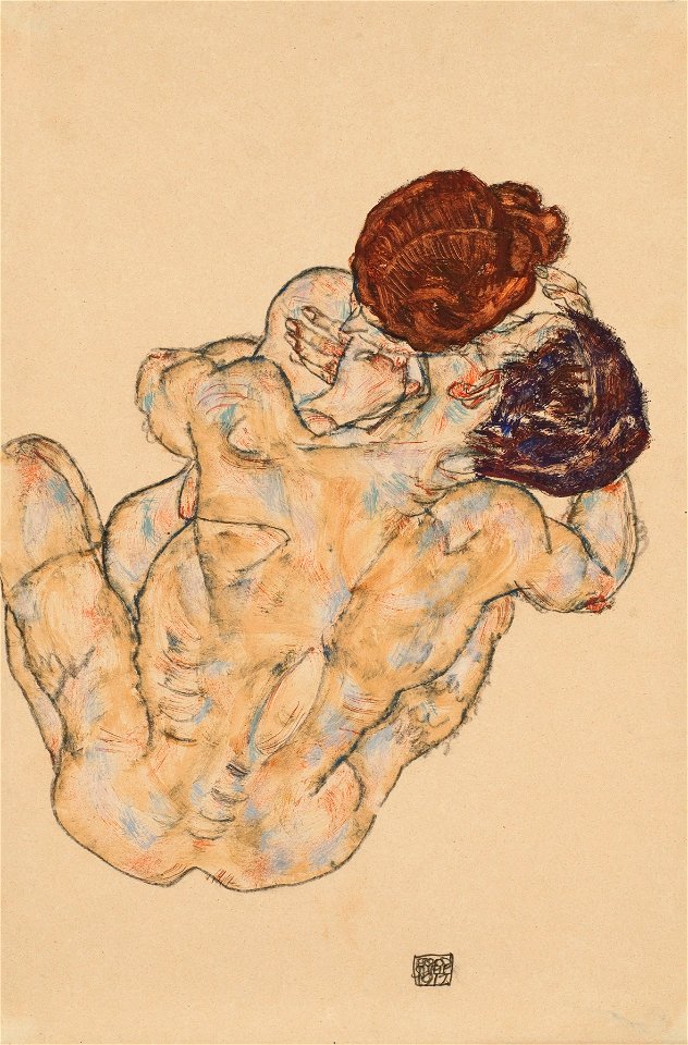 Egon Schiele - Mann und Frau, Umarmung (1917)