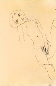 Egon Schiele - Masturbierendes Mädchen - 1910