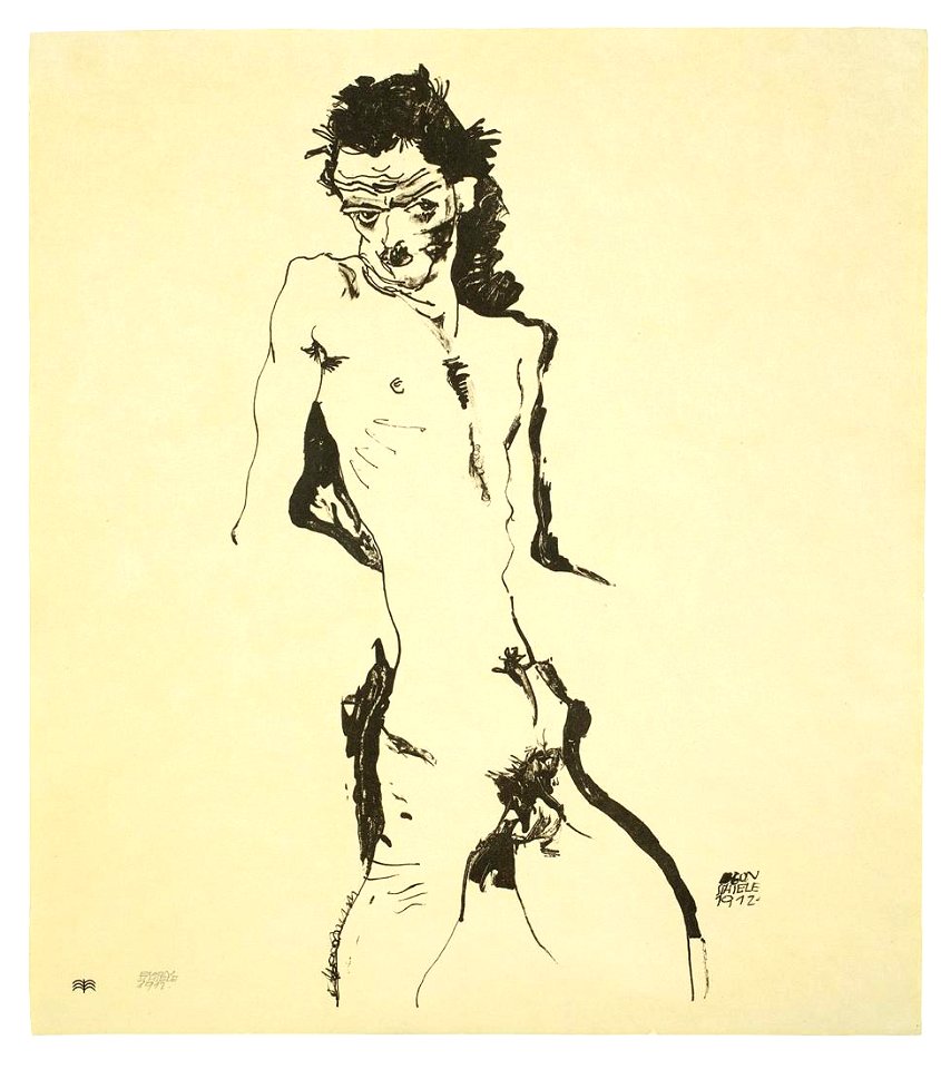 Egon Schiele - Männlicher Akt (Selbstbildnis)