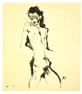 Egon Schiele - Männlicher Akt (Selbstbildnis)