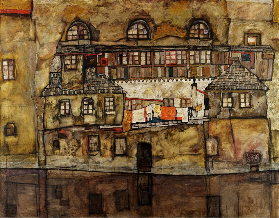 Egon Schiele - House Wall on the River - Google Art Project