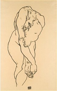 Egon Schiele - Kauernder Akt mit herabgebeugtem Kopf...