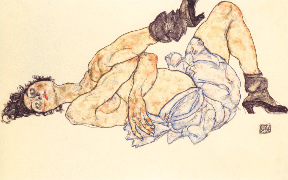 Egon Schiele - Liegender weiblicher Akt - 1917