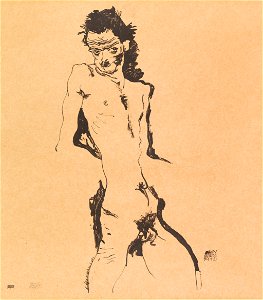 Egon Schiele Männlicher Akt Lithographe 1912