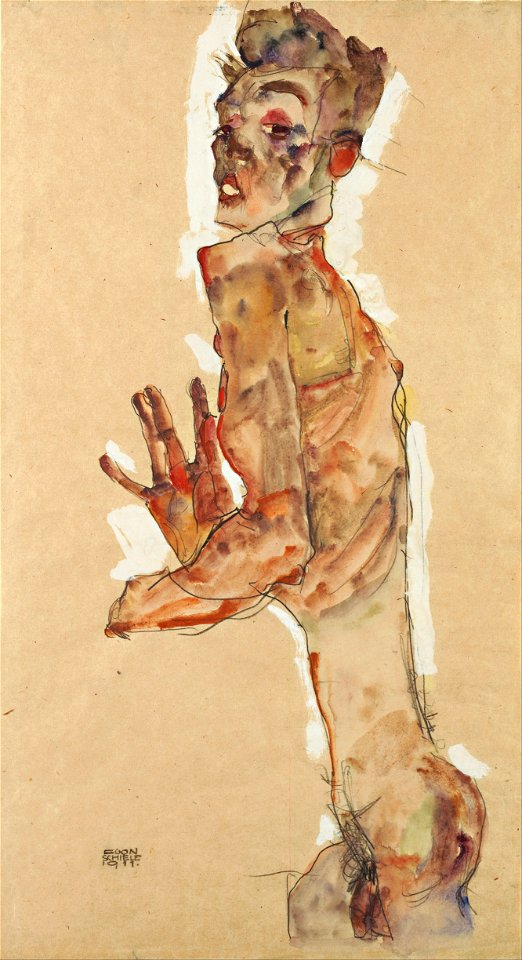 Egon Schiele - Self-Portrait with Splayed Fingers - Google Art Project