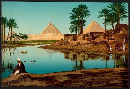 Egypt. Cairo. The pyramids and fellahs LCCN2017656992. Free illustration for personal and commercial use.