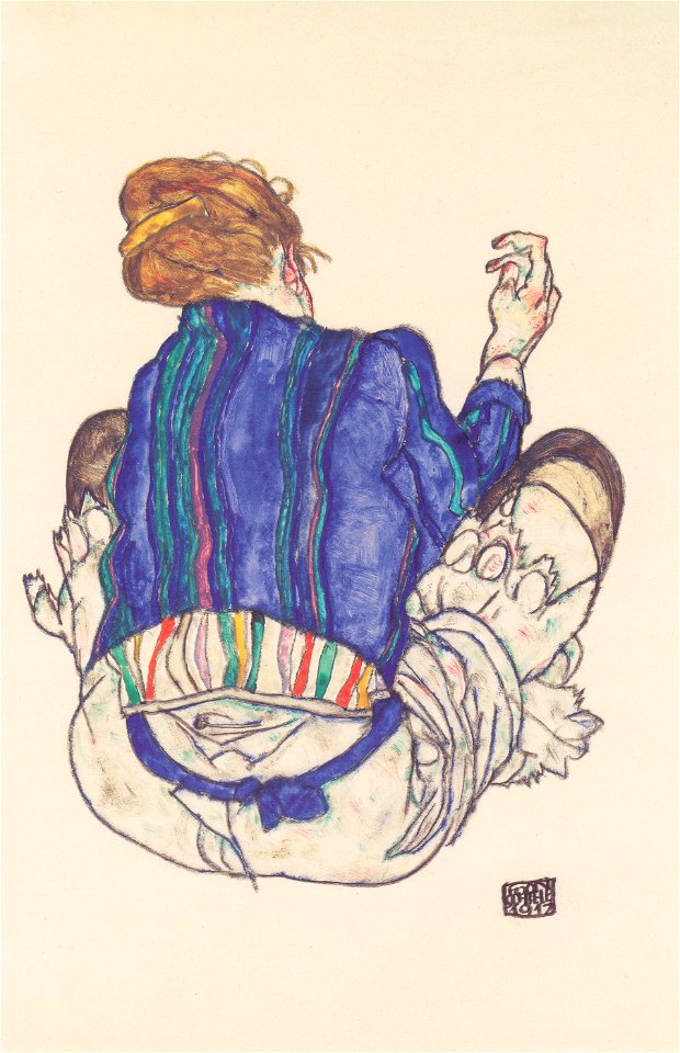 Egon Schiele - Rückenansicht einer sitzenden Frau - 1917