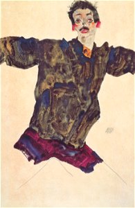 Egon Schiele - Selbstbildnis mit ausgebreiteten Armen - 1911