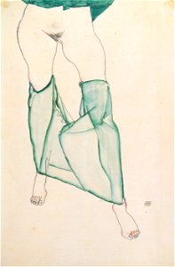 Egon Schiele - Weiblicher Torso mit grüner Draperie - 1913