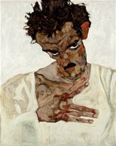Egon Schiele - Self-Portrait with Lowered Head - Google Art Project. Free illustration for personal and commercial use.