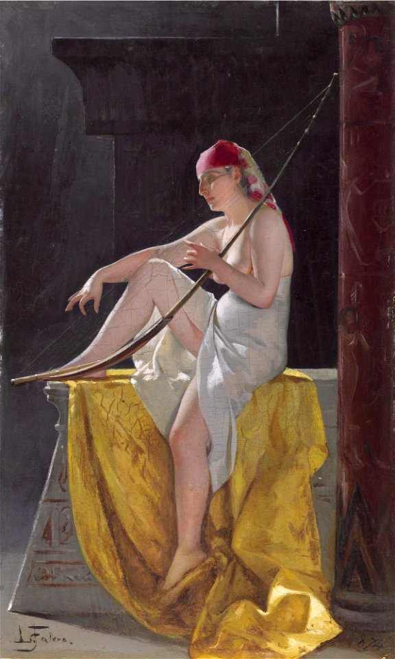 Egyptian Woman With Harp, by Luis Ricardo Falero