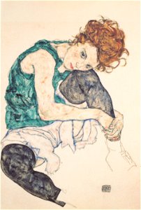 Egon Schiele - Sitzende Frau mit hochgezogenem Knie - 1917