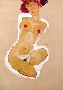 Egon Schiele - Squatting Female Nude - Google Art Project. Free illustration for personal and commercial use.