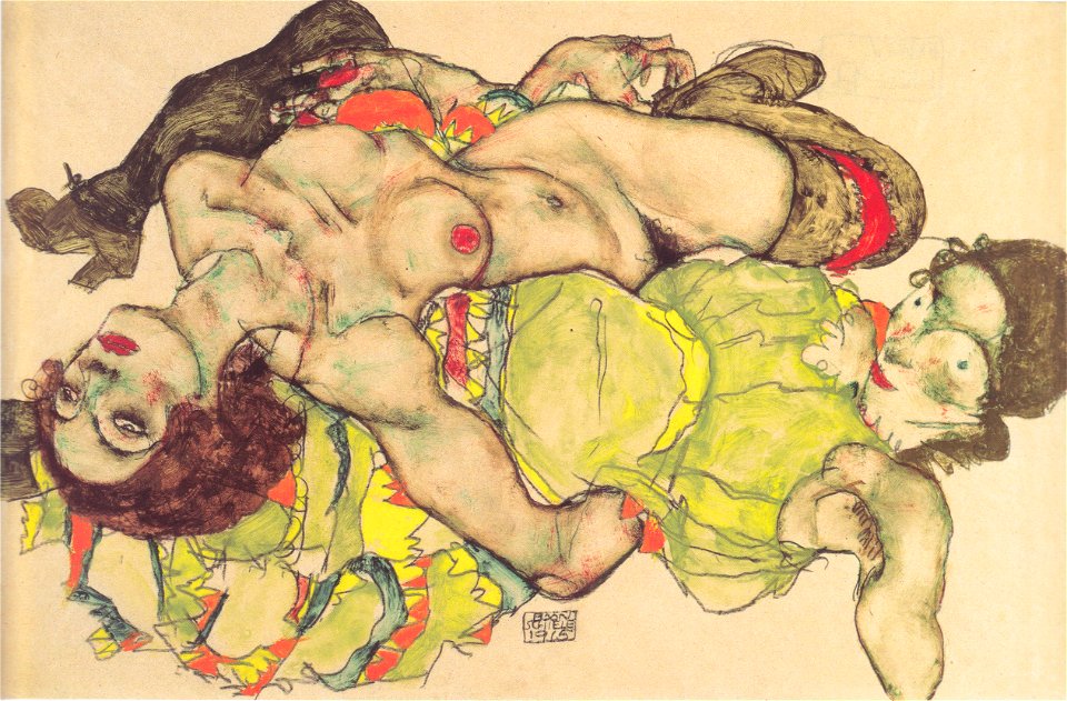 Egon Schiele - Weibliches Liebespaar - 1915