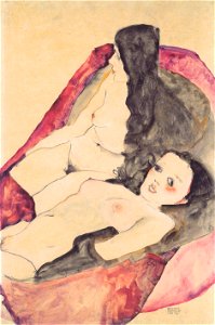 Egon Schiele - Zwei Mädchenakte - 1911. Free illustration for personal and commercial use.