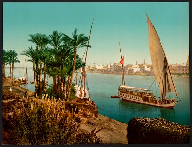 Egypt. Cairo. On the Nile shore near Boulac, with Dahableh making sail LCCN2017656993