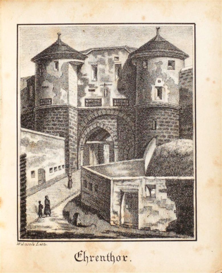 Ehrenthor, Johann Peter Weyer (Zeichnung) und Anton Wünsch (Lithografie), 1827 (book page, uncropped)