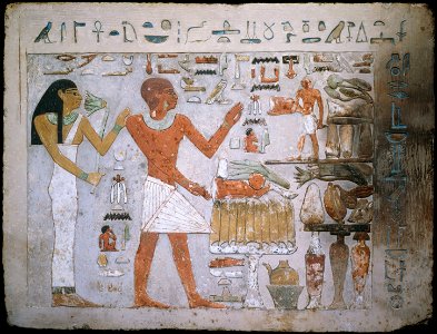 Egyptian - Wall Fragment from the Tomb of Amenemhet and His Wife Hemet - Google Art Project. Free illustration for personal and commercial use.