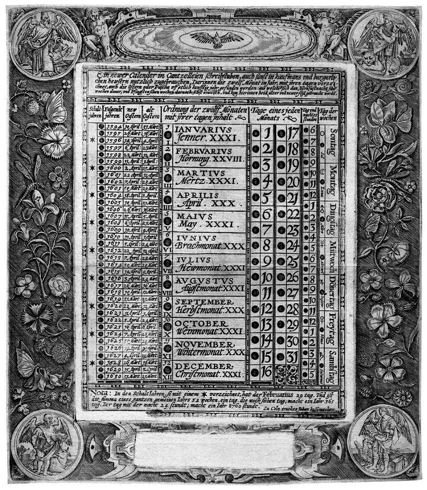 Ein newer Calendar c1593
