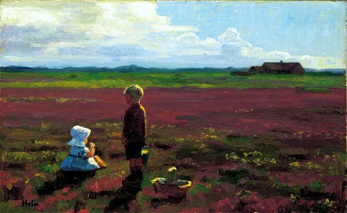 Einar Hein - Children picking berries on the moor - Google Art Project. Free illustration for personal and commercial use.