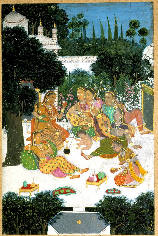 Eight women and a child on a palace terrace (6124507127)